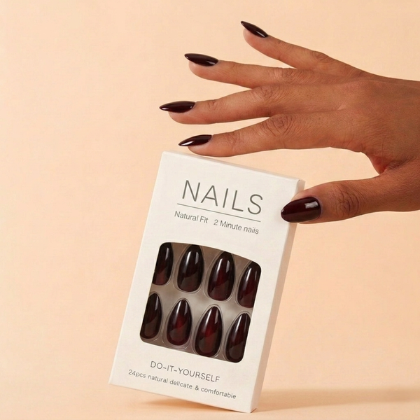 MINARA BEAUTY The Luxe Nail Press Set - Mehroon Andhera Ruby Red (Pack of 24)