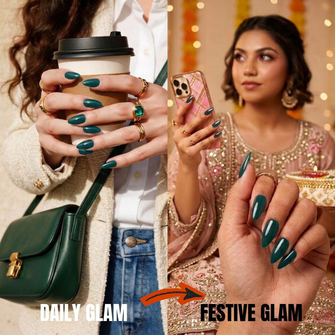 MINARA The Luxe Nail Press Set -Panna Rani, Emerald Green (Pack of 24)
