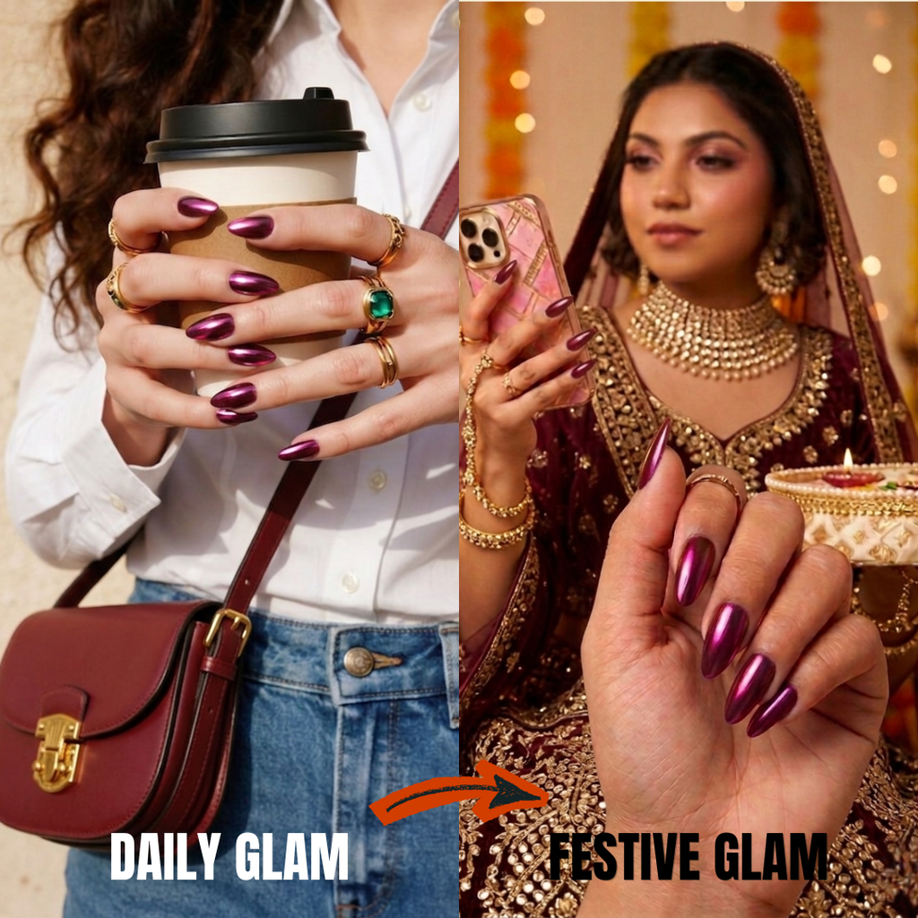 MINARA The Luxe Nail Press Set - Gulabi Rattein Magenta (Pack of 24)