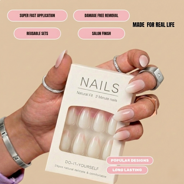MINARA The Luxe Nail Press Set - Chaandni Blush White, Cream (Pack of 24)