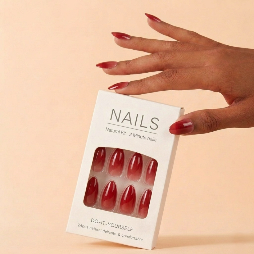 MINARA The Luxe Nail Press Set -Cranberry Chaand Rose Red (Pack of 24)