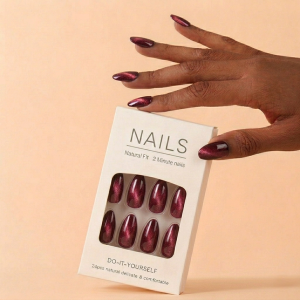 MINARA The Luxe Nail Press Set -Jhumka-e-Burgundy Burgundy, Red, Shimmer (Pack of 24)
