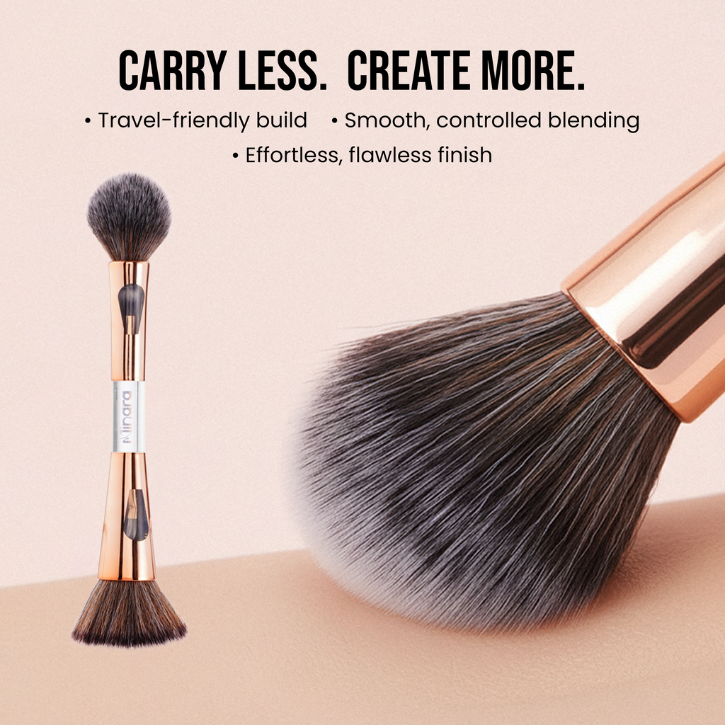 MINARA 4 in 1 Makeup Brush Set-Travel Friendly-Foundation, Powder & Eyeshadow