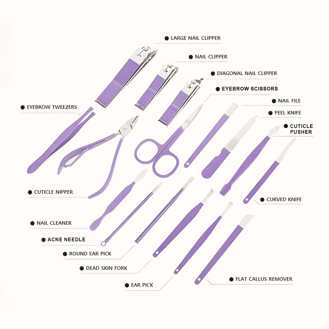 MINARA 16in1 Manicure-Pedicure Grooming Kit - Purple