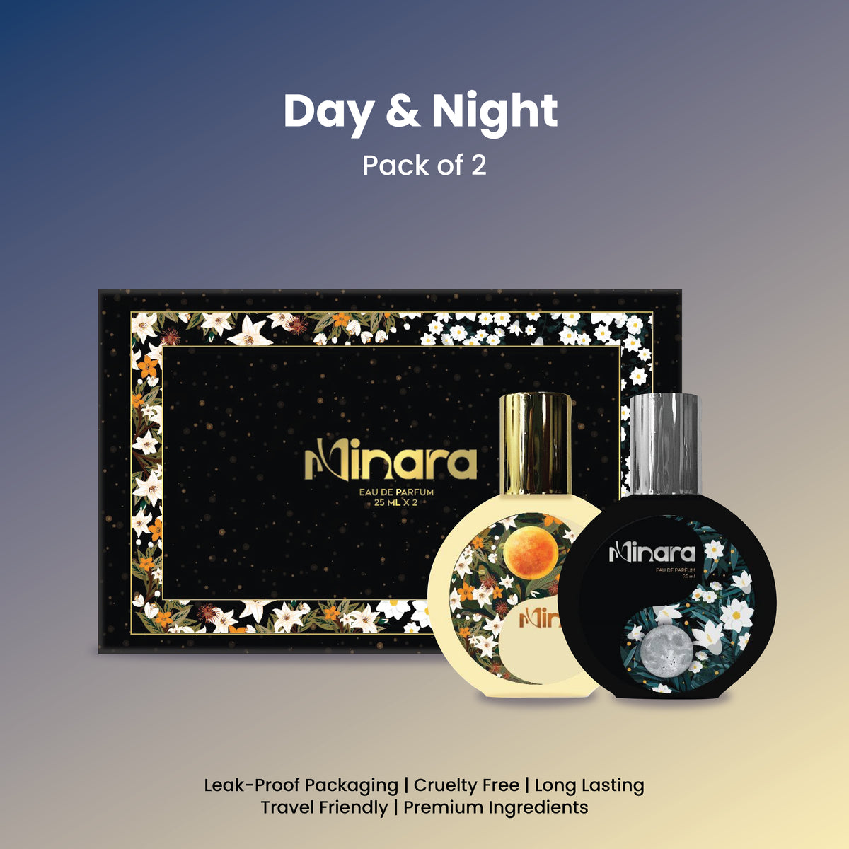 MINARA  Luxury Woman Eau De Parfum Gift Set 2x25 ml for Women Eau de Parfum - From Day to Night
