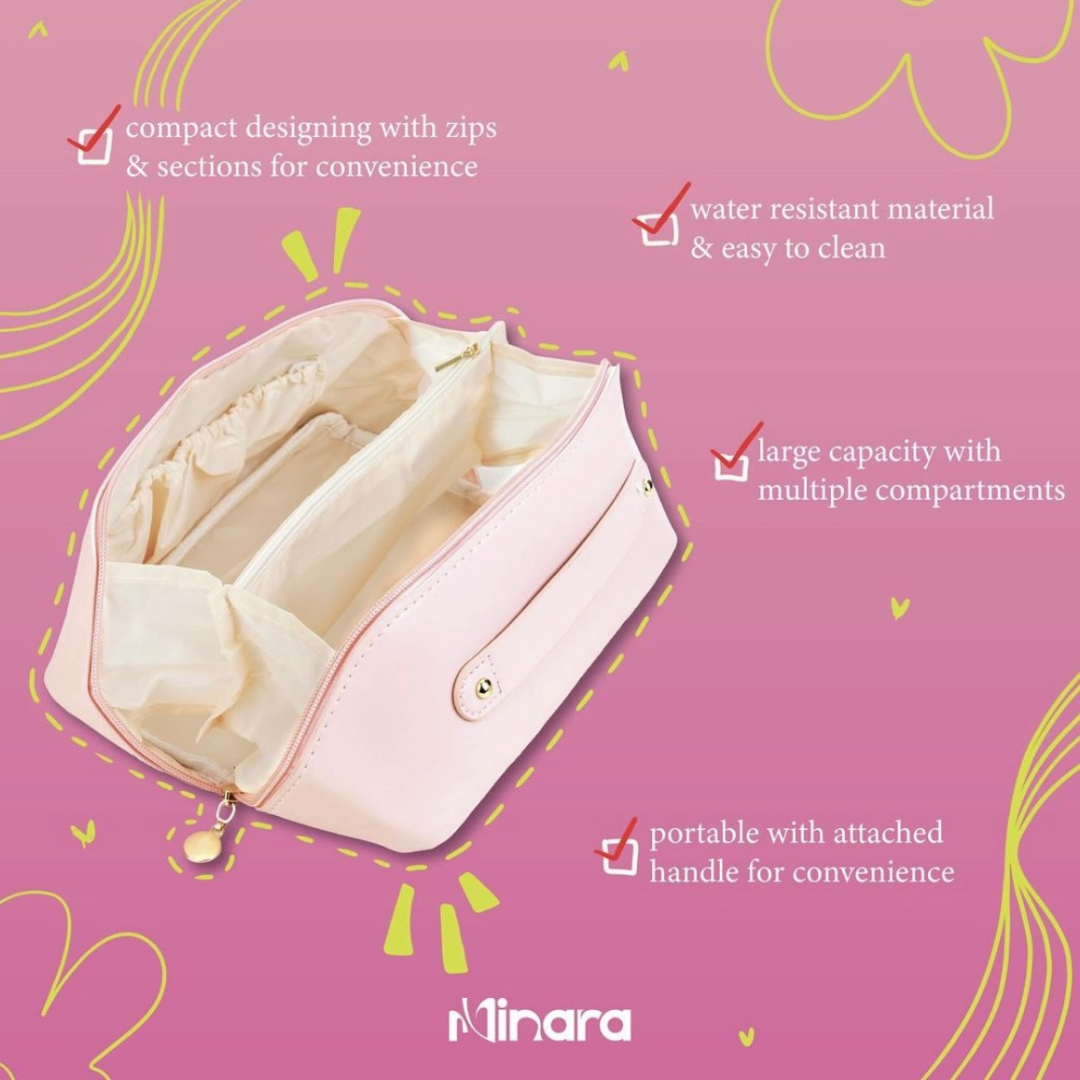 MINARA Travel Size Vanity Makeup Pouch - Pink