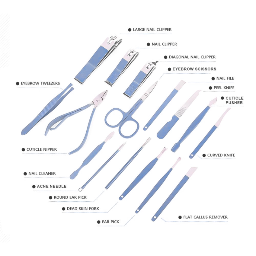MINARA 16in1 Manicure-Pedicure Grooming Kit - Blue