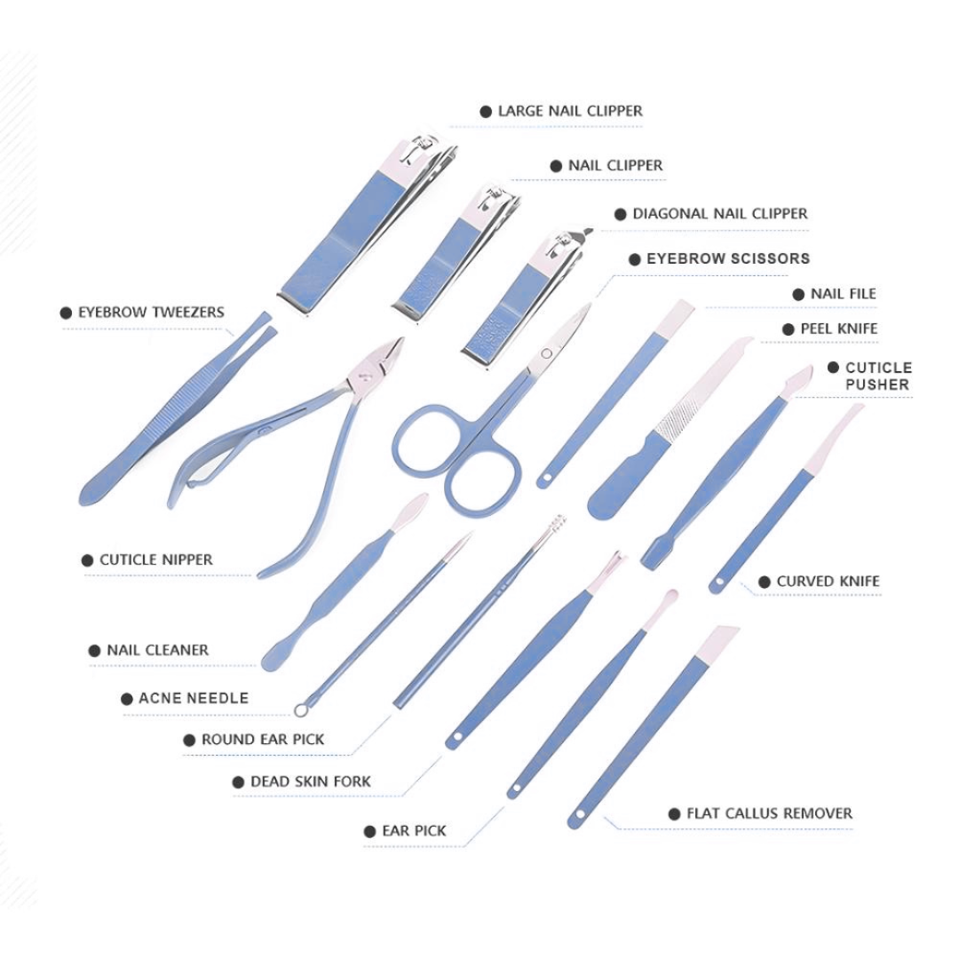 MINARA 16in1 Manicure-Pedicure Grooming Kit - Blue