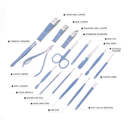 MINARA 16in1 Manicure-Pedicure Grooming Kit - Blue