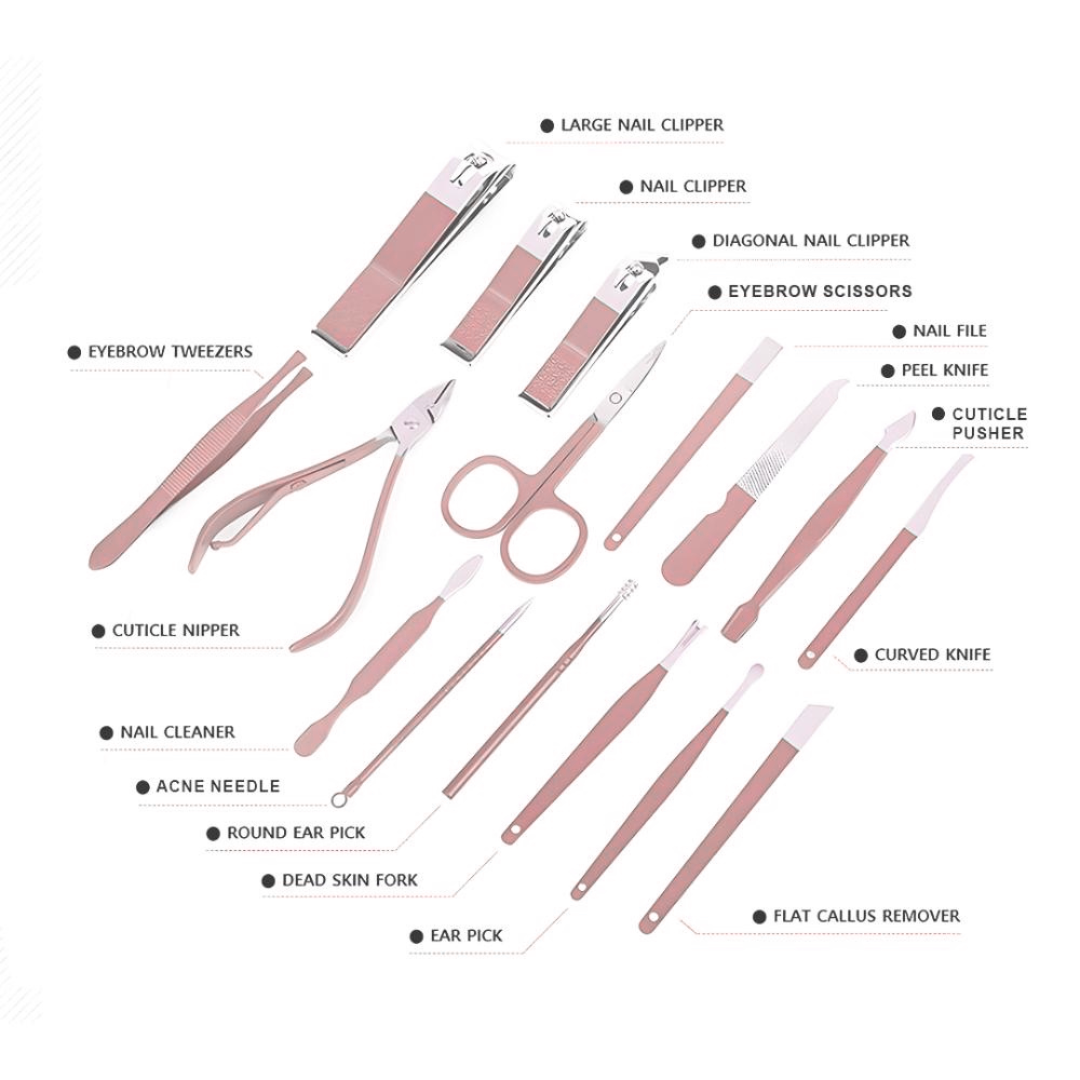 MINARA 16in1 Manicure-Pedicure Grooming Kit - Pink