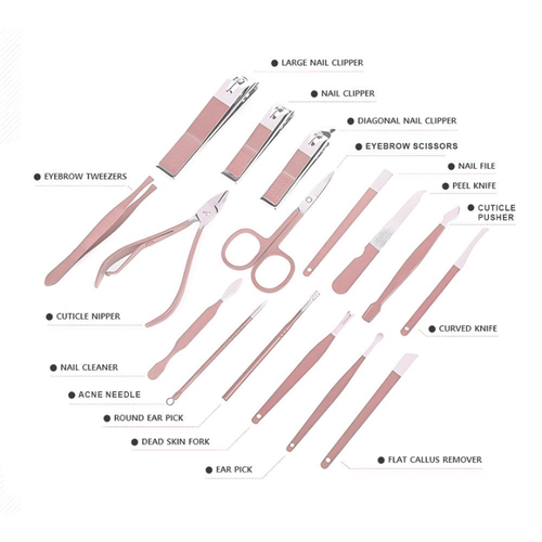 MINARA 16in1 Manicure-Pedicure Grooming Kit - Pink