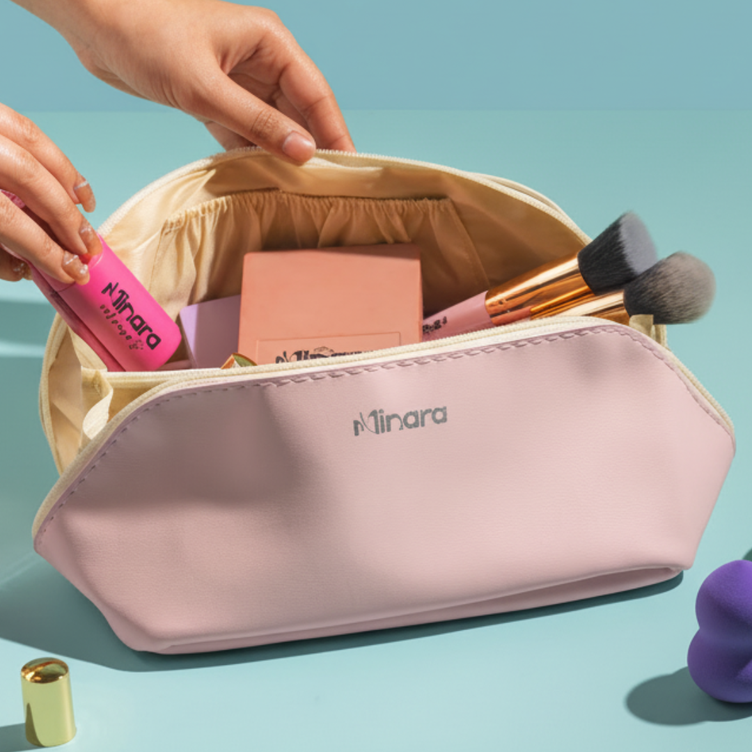 MINARA Travel Size Vanity Makeup Pouch - Pink