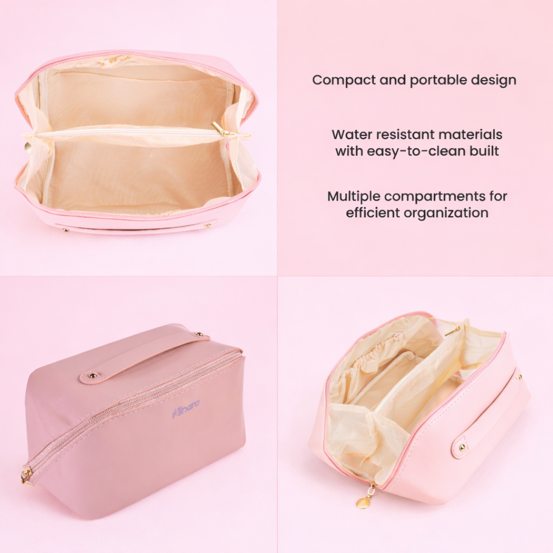 MINARA Travel Size Vanity Makeup Pouch - Pink
