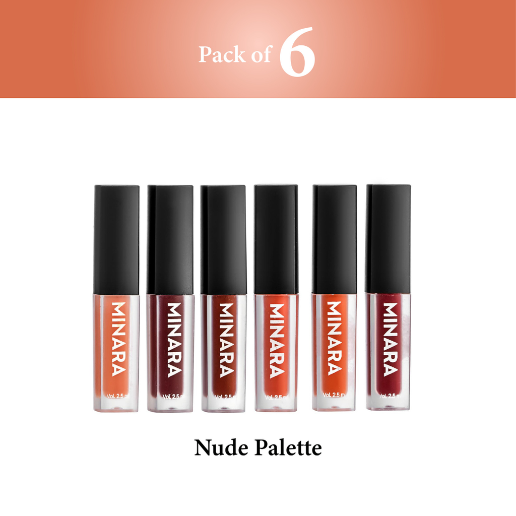 MINARA Liquid Lipstick - Nude Palette (Pack of 6)