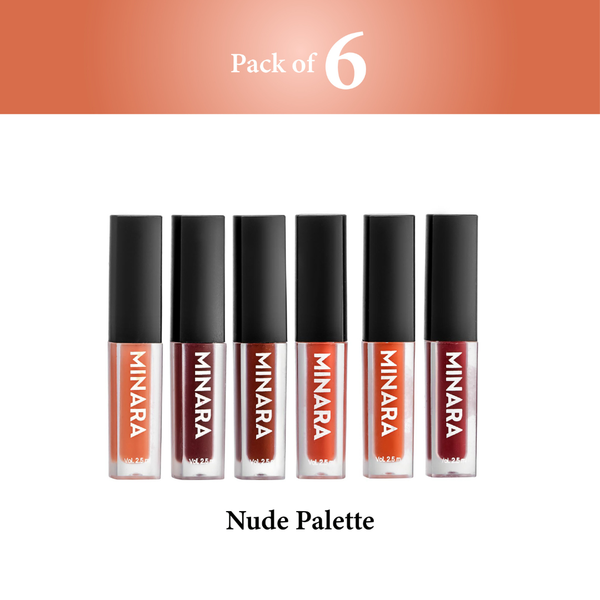 MINARA Liquid Lipstick - Nude Palette (Pack of 6)