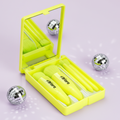 MINARA Travel Friendly Makeup Brush Applicator Set Of 5 Box With Mirror - Neon Green