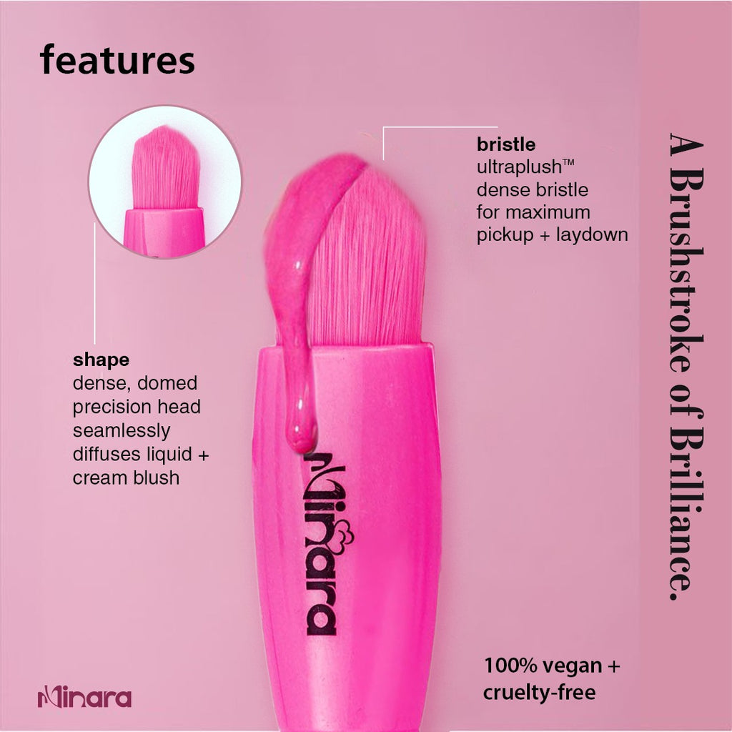 MINARA Travel Friendly Makeup Brush Applicator Set Of 5 Box With Mirror - Hot Pink