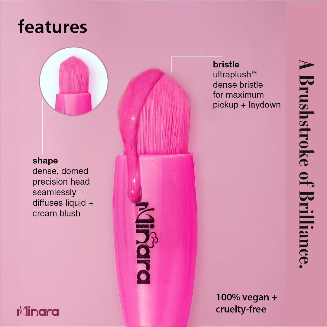 MINARA Travel Friendly Makeup Brush Applicator Set Of 5 Box With Mirror - Hot Pink
