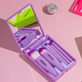 MINARA Travel Friendly Makeup Brush Applicator Set Of 5 Box With Mirror - Lavender