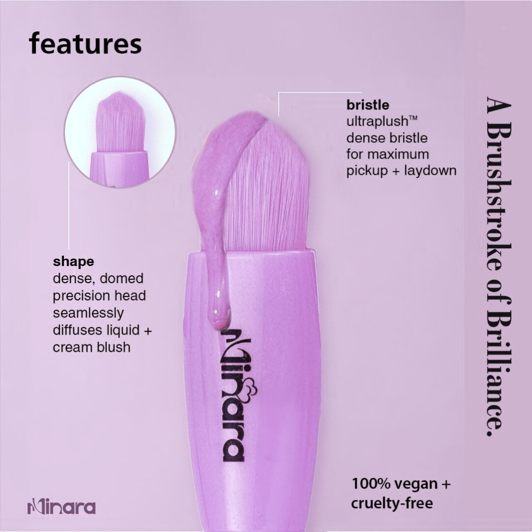 MINARA Travel Friendly Makeup Brush Applicator Set Of 5 Box With Mirror - Lavender