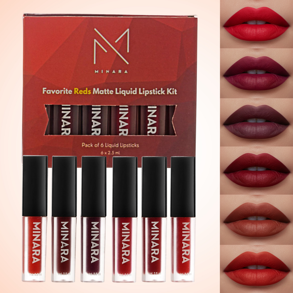 MINARA Liquid Lipstick - Red Palette (Pack of 6)