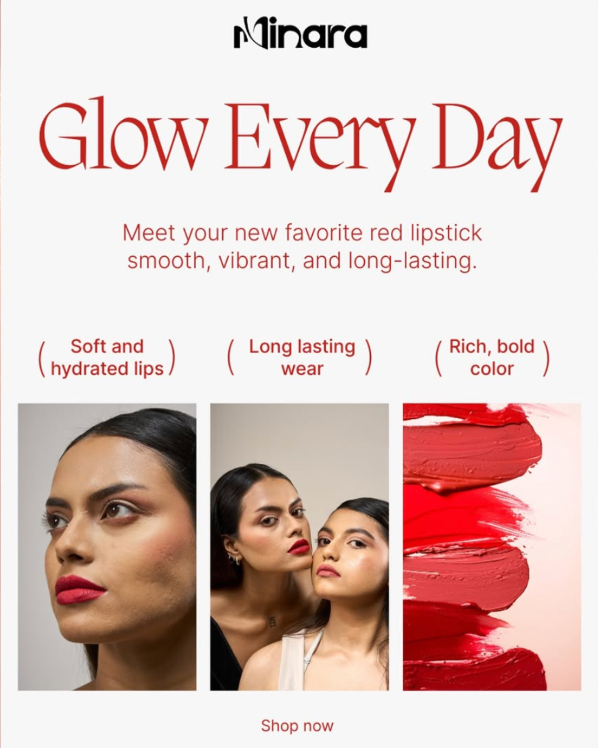 MINARA Liquid Lipstick - Red Palette (Pack of 6)