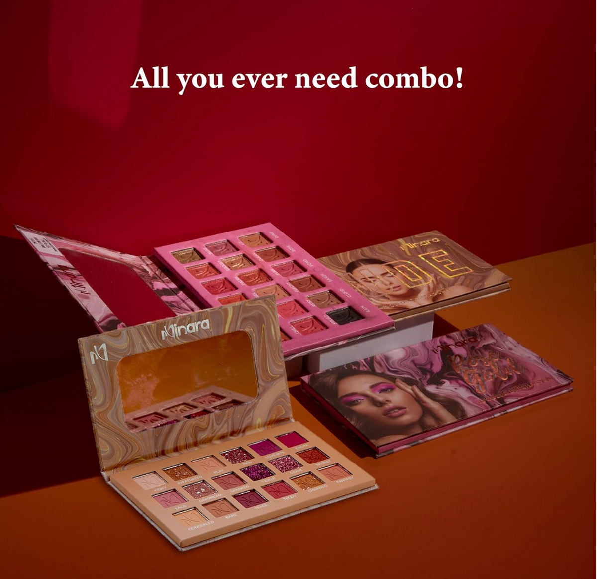 MINARA Long Lasting Eyeshadow Palette - 36 g - Nude+ Rose Gold