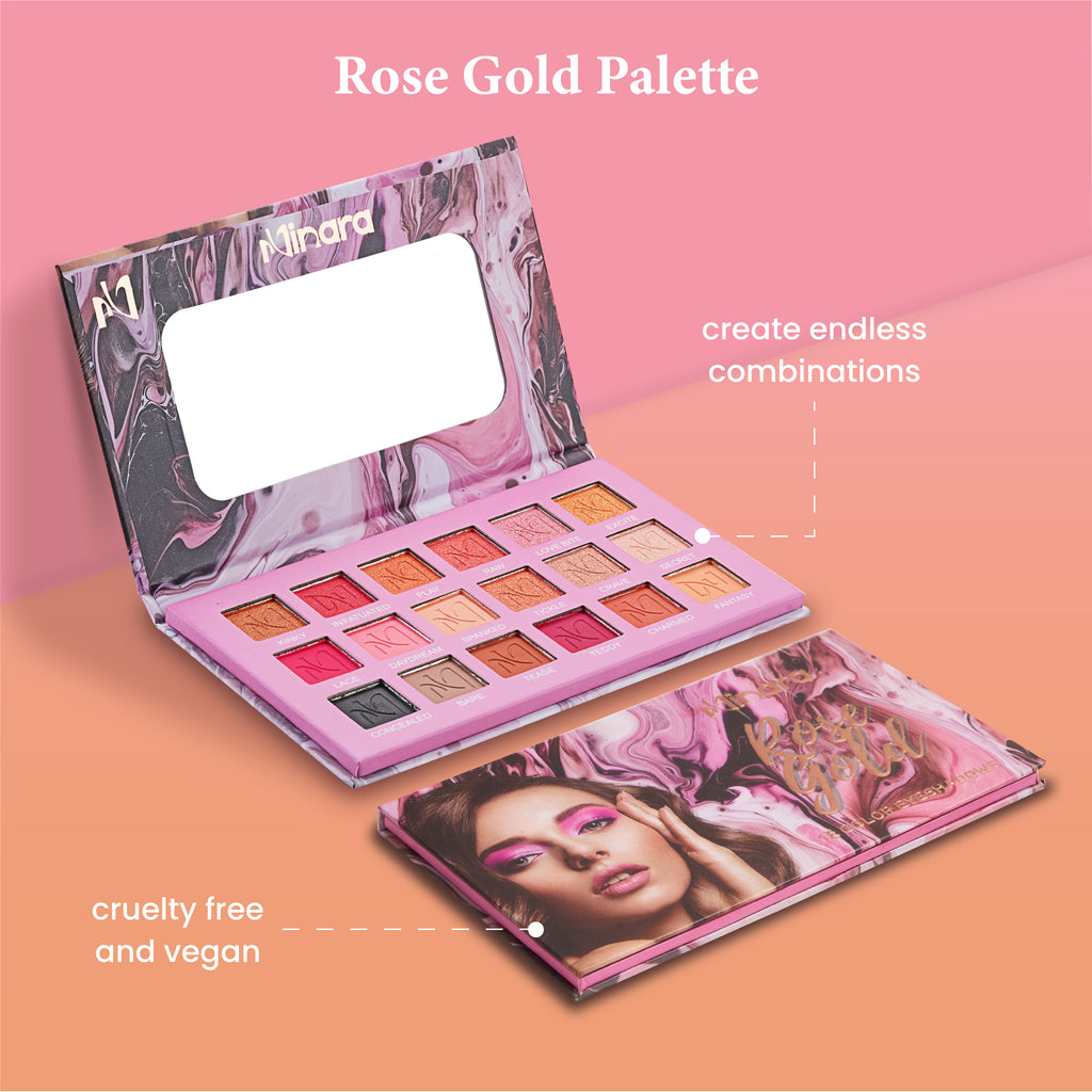 MINARA Long Lasting Eyeshadow Palette - 36 g - Nude+ Rose Gold