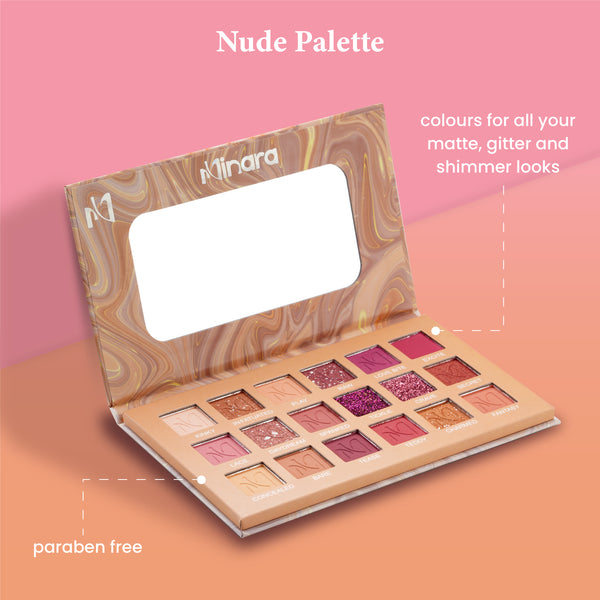 MINARA Long Lasting Eyeshadow Palette - 36 g - Nude+ Rose Gold